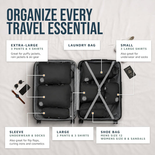 Large Compression Packing Cubes 7-Piece Set for Travel