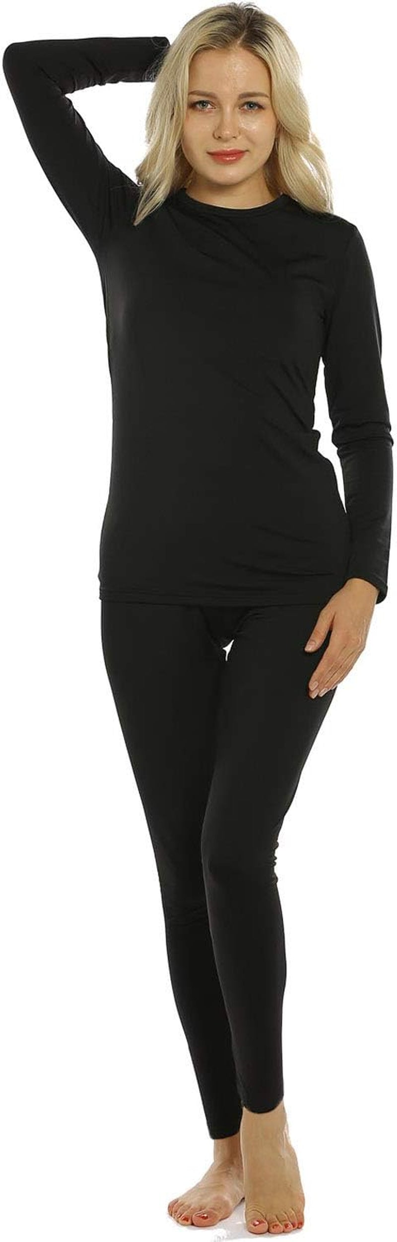 Thermal Underwear for Women Fleece Lined Long Johns Base Layer Thermals Top and Bottom Set Cold Weather