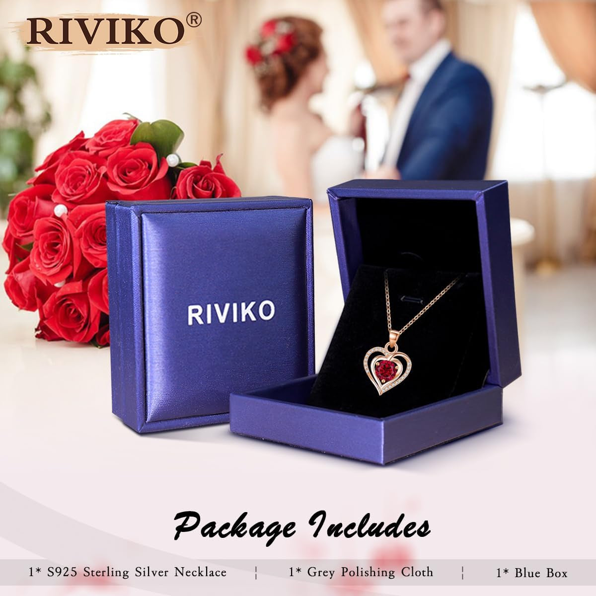 Heart Birthstone Pendant Necklace for Women 925 Sterling Silver Zirconia Necklaces Valentine'S Day Anniversary Birthday Mothers Day Jewelry Gifts for Her Mother Wife