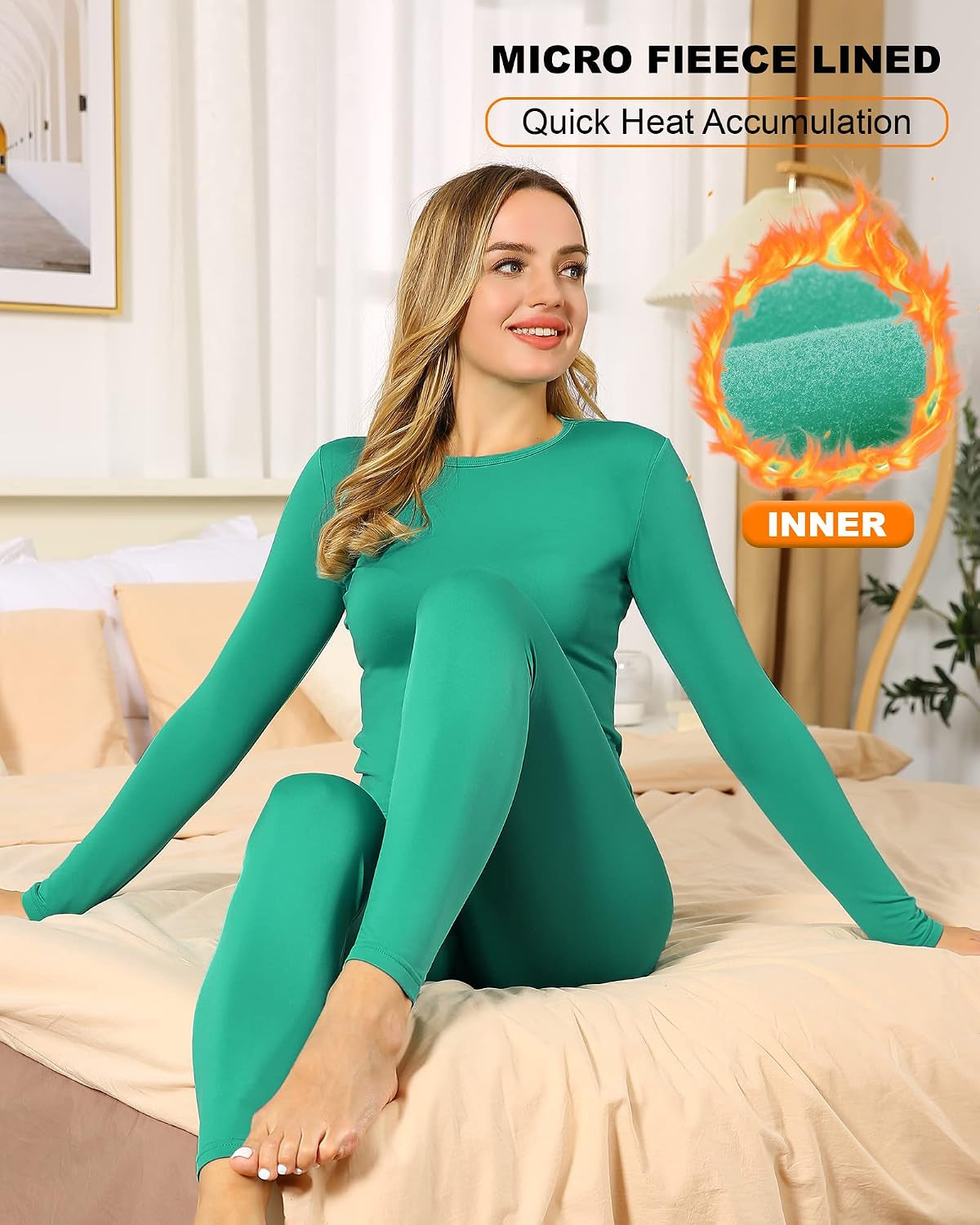 Thermal Underwear for Women Long Johns Base Layer Thermals Set | Warm Fleece Lined Top & Bottom Thermal Set, Winter Clothing for Cold Weather,Moisture-Wicking, Heat Retention, Ultra Soft