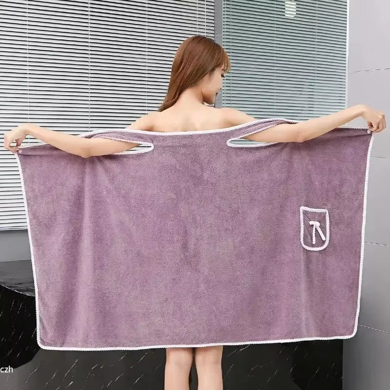 Womens Bath Towels Girls Wearable 90*130Cm Fast Drying Bathing Beach Spa Bathrobes Wash Clothing, Shower Bath and Gym Towel