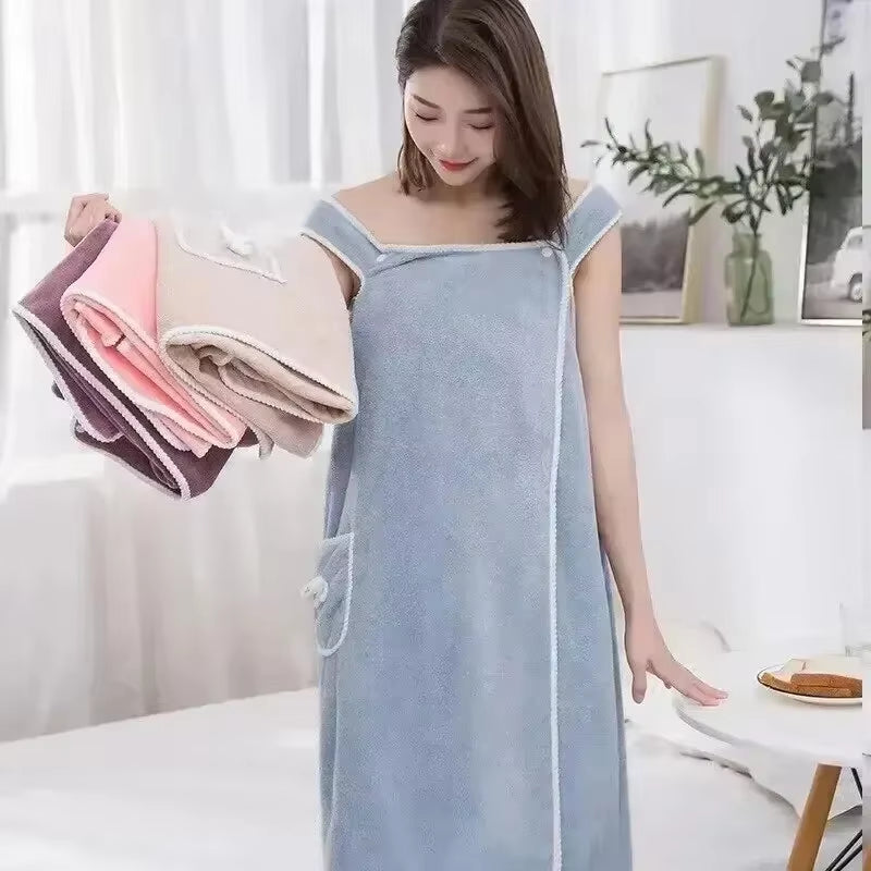 Womens Bath Towels Girls Wearable 90*130Cm Fast Drying Bathing Beach Spa Bathrobes Wash Clothing, Shower Bath and Gym Towel