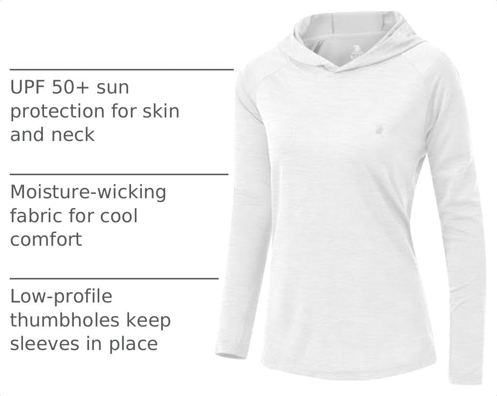 Womens UPF 50+ Sun Protection Hoodie Shirt Long Sleeve Fishing Hiking Outdoor UV Shirt Lightweight