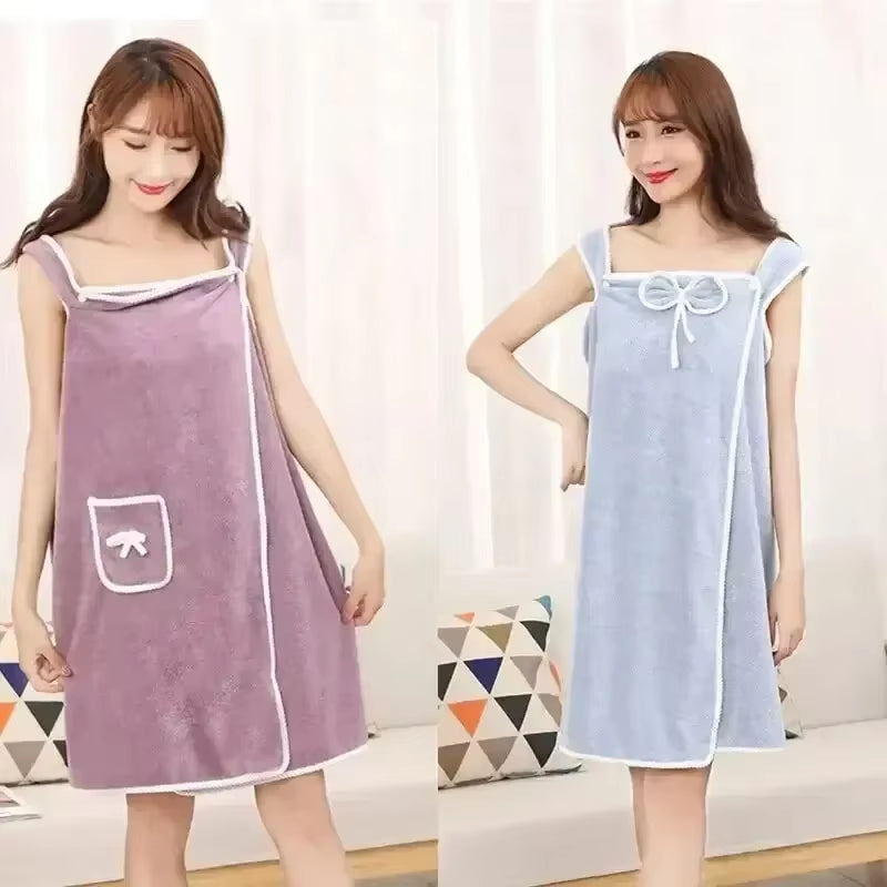 Womens Bath Towels Girls Wearable 90*130Cm Fast Drying Bathing Beach Spa Bathrobes Wash Clothing, Shower Bath and Gym Towel