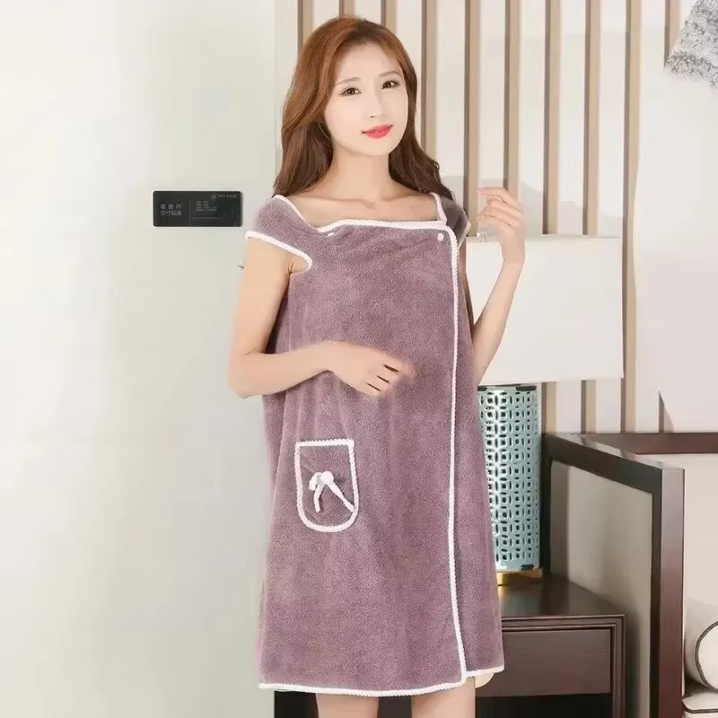 Womens Bath Towels Girls Wearable 90*130Cm Fast Drying Bathing Beach Spa Bathrobes Wash Clothing, Shower Bath and Gym Towel