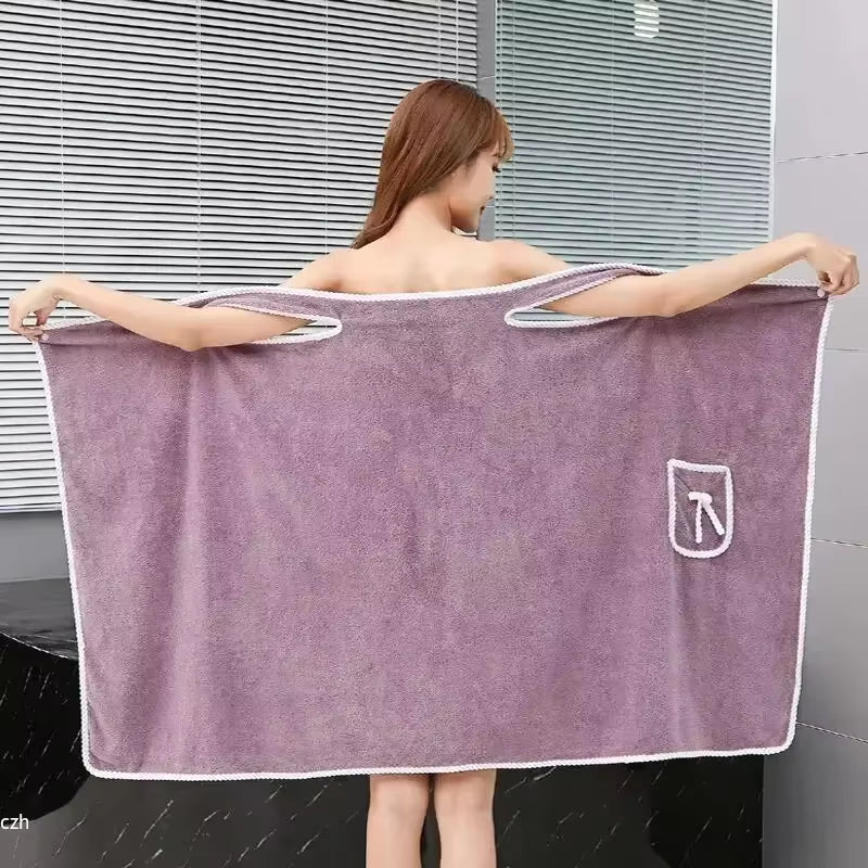Womens Bath Towels Girls Wearable 90*130Cm Fast Drying Bathing Beach Spa Bathrobes Wash Clothing, Shower Bath and Gym Towel