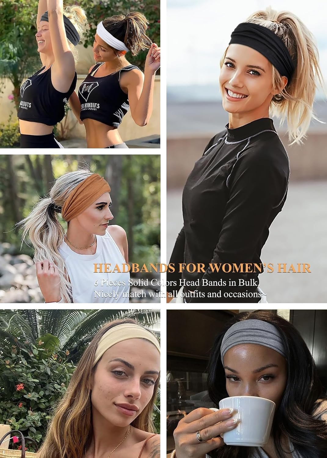 Headbands for Women Non-Slip Head Band for Women’S Hair Wide Thick Sweat Hair Bands, Trendy Hair Accessories for Women'S Yoga, Workout, and Fashion