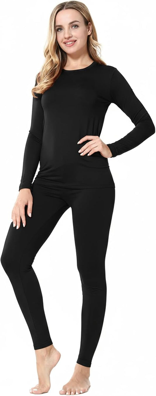 Thermal Underwear for Women Fleece Lined Long Johns Base Layer Thermals Top and Bottom Set Cold Weather