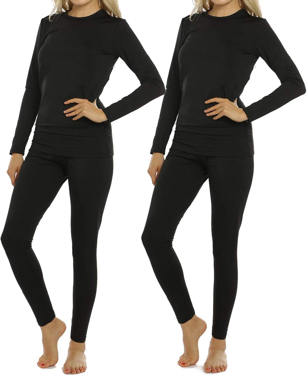 Thermal Underwear for Women Fleece Lined Long Johns Base Layer Thermals Top and Bottom Set Cold Weather